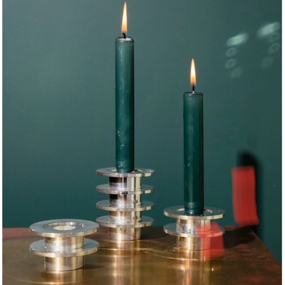 Fritz Hansen Louise 3 piece silver candleholder